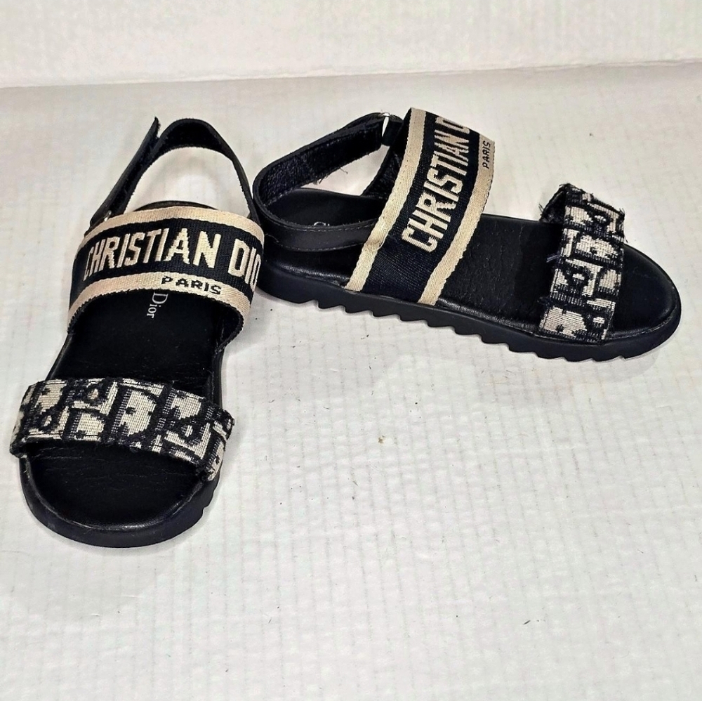 Dior Kids Sandals Size 30 Oblique Monogram Toddler Girls Luxury Shoes - Picture 3 of 14